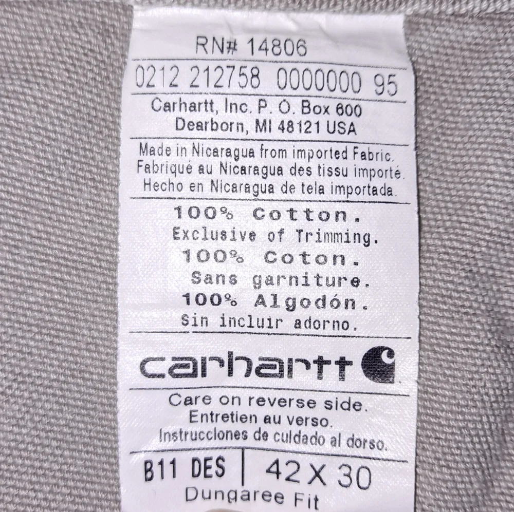 Carhartt Vintage Carpenter Work Pants 42x30 actual 42x29 Tan Slightly Distressed